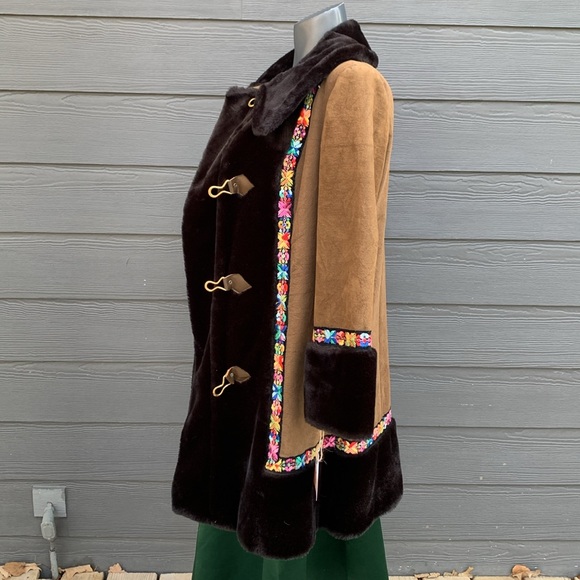 VTG 70’s Bohemian Penny Lane Style Faux Fur Faux Suede Coat -  - Union Label - Picture 14 of 16